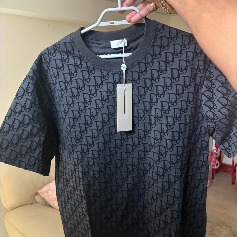 Christian Dior Black All-Over Monogram Short Sleeve Tee